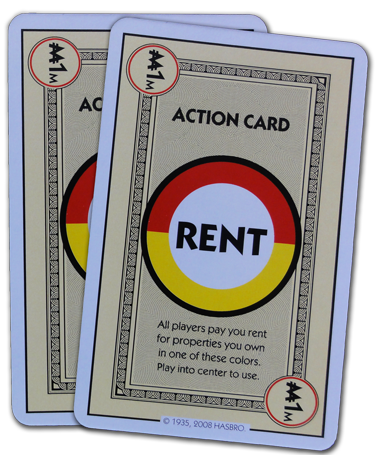 Monopoly Deal Red And Yellow Rent Card