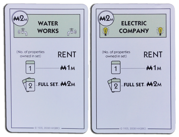 Monopoly Deal Utility Property Card